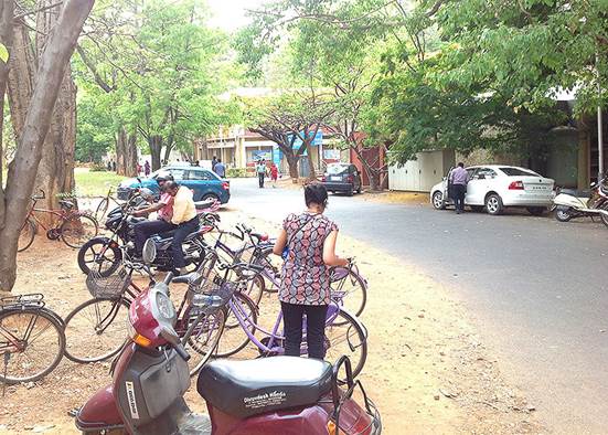  Bicycles make it easy to commute inside the sprawling campus of the Indian Institute of Science in Bangalore. 