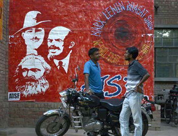 a Bhagat Singh mural at JNU, New Delhi
