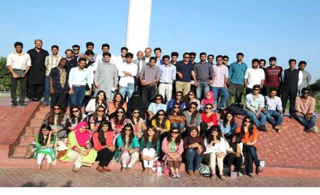 Description: Fifty-three students and two faculty members from Lahore University of Management Sciences arrived in India via the Wagah border on Monday.
