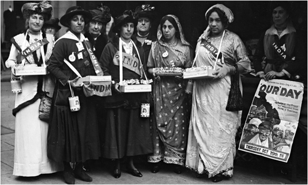 Description: Princess Duleep Singh (second left) and others collect funds to help soldiers at the front during the First World War