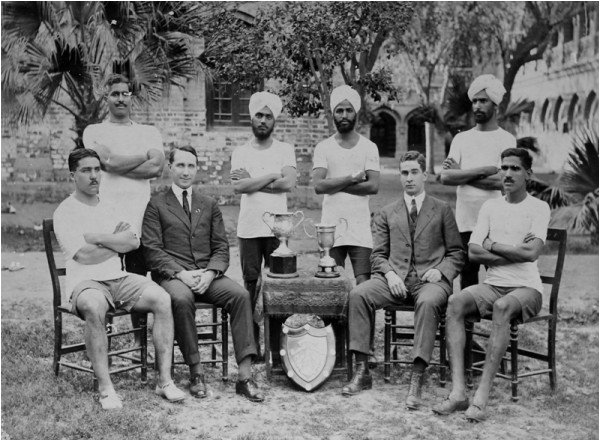 Description: Forman Christian College Athletics Team, 1918 Winners of the University Sports Cup and Relay Race Cup