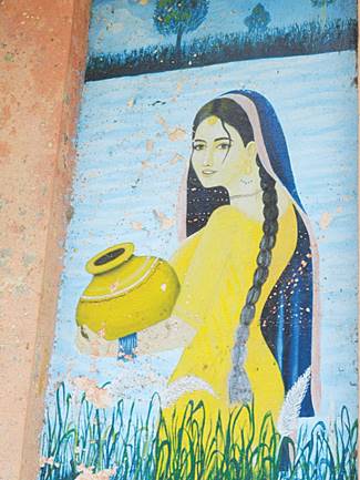 Description: A painting from a Punjabi folk tale adorns the walls of Khoj Garh | Azhar Jafri, Wihte Star