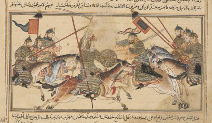 Description: The fighting between Mahmud ibn Sebuktegin and Abu 'Ali Simjuri in 994, miniature from the 'Jami' al-Tawarikh' of Rashid al-Din, c.1307. Ghazni was one of the formidable invaders who is thought to have repeatedly plundered India. Credit: Wikimedia Commons 