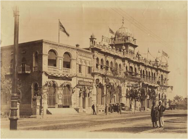 Description: ?The Dinga Singh Building on Regal Chowk, Lahore - circa 1922 and today