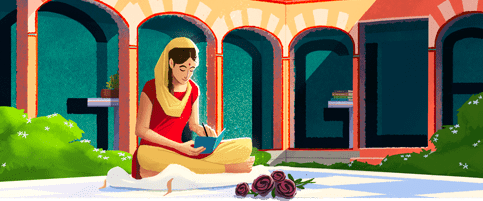 Description: The Google Doodle on the occasion of Amrita Pritam’s 100th birthday.