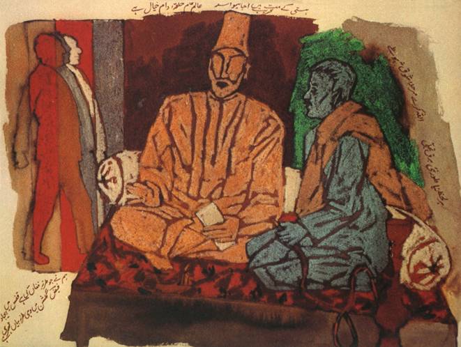 Faiz, Ghalib & Iqbal. by MF Husain. nd.jpg