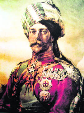 Portrait of King George V, dressed in the uniform of the Punjab Police. Ca. 1913