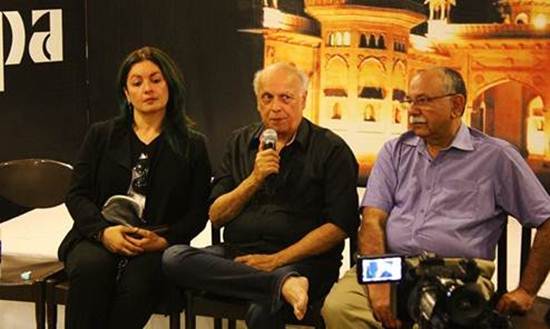 Description: Description: Mahesh Bhatt speaks to the press at NAPA. The veteran filmmaker is in Karachi to attend the NAPA International Theatre Festival 2015.