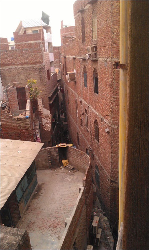 Description: A view of Gujjar Gali from the window of the author's old room