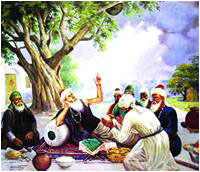A paintings of Baba Farid and his devotees