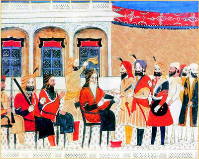 Maharaja Ranjit Singh among his generals