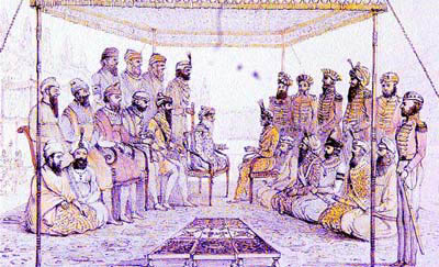 Maharaja Ranjit Singh with courtiers